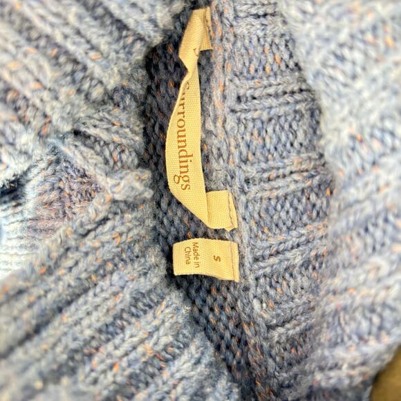 *BLUE**Soft Surroundings Wool-Blend Tunic Sweater — Shawl Neck, Pockets, Small - Picture 7 of 7